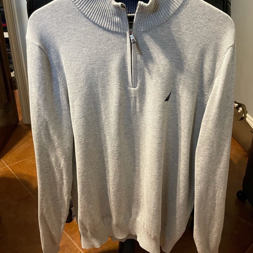 Nautica men’s grey sweater quarter zip